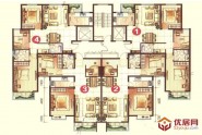 海棠家园5#楼一单元平面图3室2厅2卫1厨 115.38㎡